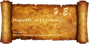 Hegedűs Elizeus névjegykártya